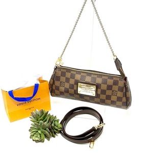 💯 Authentic Louis Vuitton Eva Clutch Damier Ebene